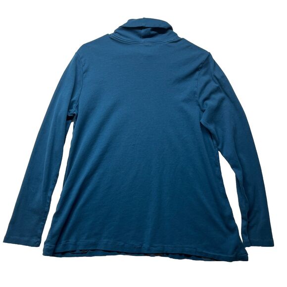 J Jill Perfect Pima Side Vent Turtleneck Tunic Teal 100% Pima Cotton Large Tall - Picture 3 of 3
